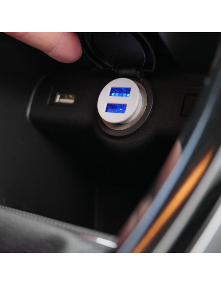 Chargeur voiture FORCELL Mini 2xUSB 3,1A blanc CC-SJ02