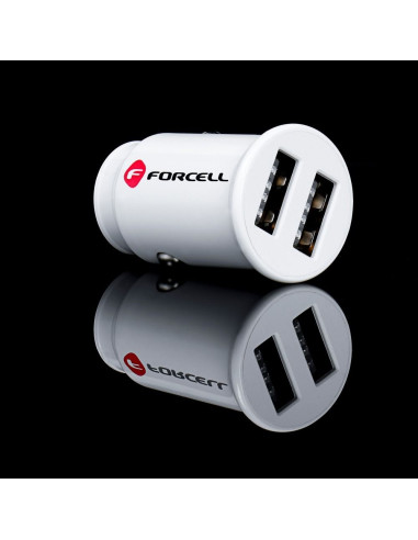 Chargeur voiture FORCELL Mini 2xUSB 3,1A blanc CC-SJ02