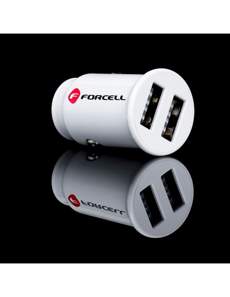 Chargeur voiture FORCELL Mini 2xUSB 3,1A blanc CC-SJ02