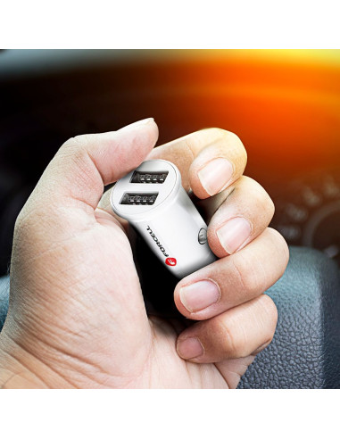 Chargeur voiture FORCELL Mini 2xUSB 3,1A blanc CC-SJ02