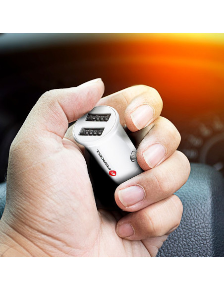 Chargeur voiture FORCELL Mini 2xUSB 3,1A blanc CC-SJ02