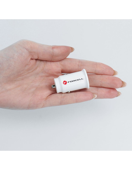 Chargeur voiture FORCELL Mini 2xUSB 3,1A blanc CC-SJ02