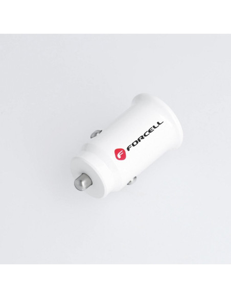 Chargeur voiture FORCELL Mini 2xUSB 3,1A blanc CC-SJ02
