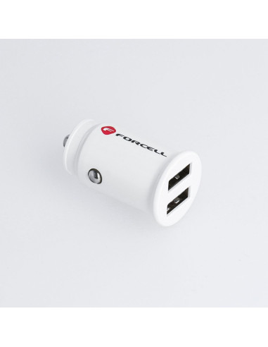 Chargeur voiture FORCELL Mini 2xUSB 3,1A blanc CC-SJ02