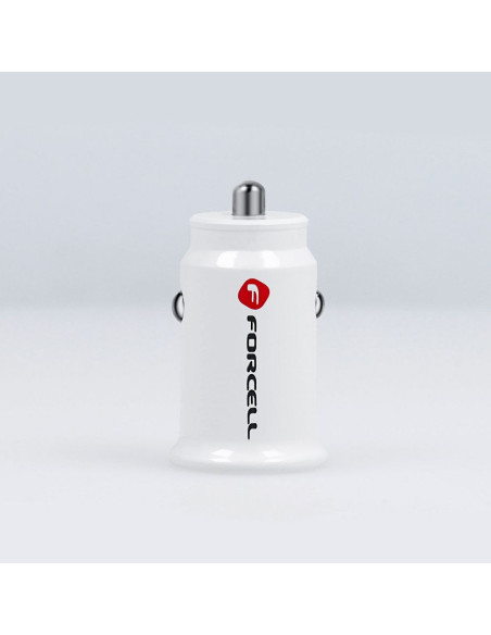 Chargeur voiture FORCELL Mini 2xUSB 3,1A blanc CC-SJ02
