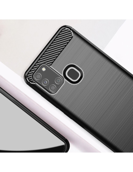 COQUE FORCELL- CARBON pour SAMSUNG Galaxy A21S NOIR