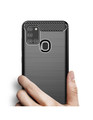 COQUE FORCELL- CARBON pour SAMSUNG Galaxy A21S NOIR