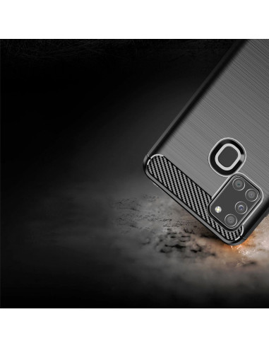 COQUE FORCELL- CARBON pour SAMSUNG Galaxy A21S NOIR