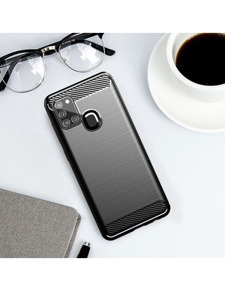 COQUE FORCELL- CARBON pour SAMSUNG Galaxy A21S NOIR