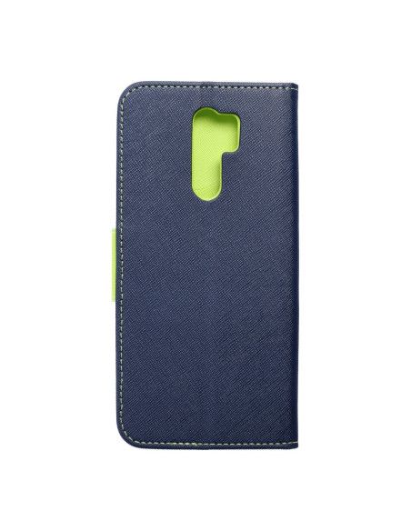 Etui Fancy Book pour XIAOMI Redmi 9 bleu marinepourcitron vert