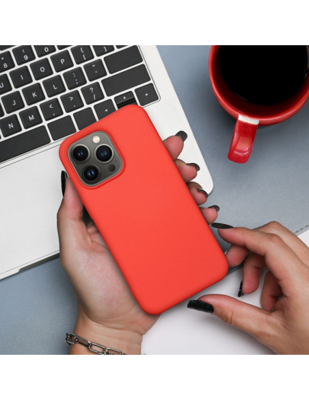 COQUE SILICONE pour IPHONE 12 / 12 PRO pêche