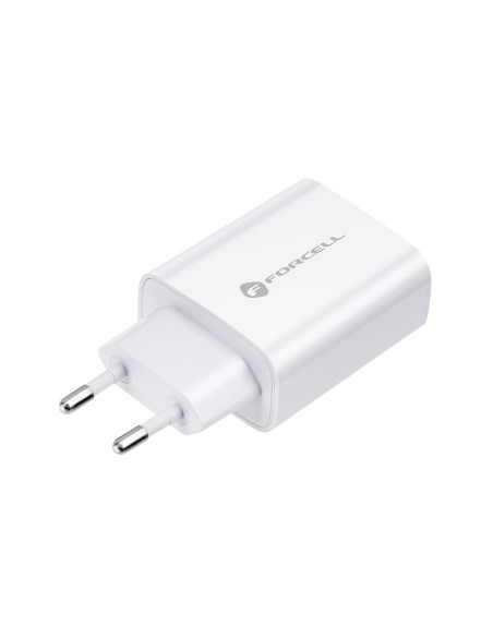 Chargeur secteur Forcell avec câble USB type C et câble Lightning - 3A 20W avec fonction de charge PD et QC 4.0