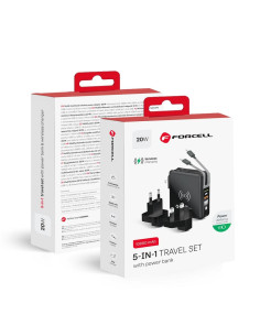Chargeur multifonctions Forcell 5en1 20W PD avec ports type C/lightning, power bank 10000mAh et chargement sans fil 15W