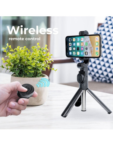 Perche selfieavec telecommande bluetooth tripod noir SSTR-12