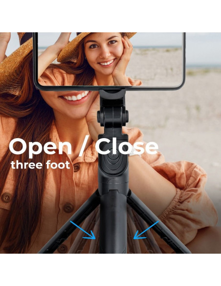Perche selfieavec telecommande bluetooth tripod noir SSTR-12