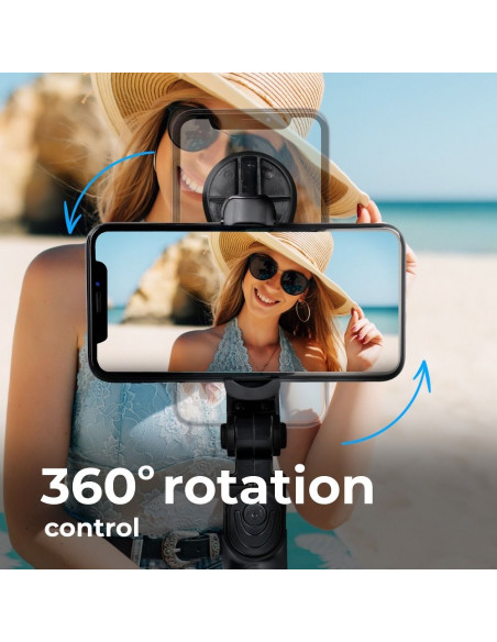 Perche selfie evec telecommande bluetooth tripod avec un moiroir noir SSTR-11