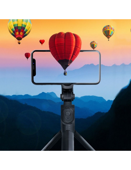 Perche selfie evec telecommande bluetooth tripod avec un moiroir noir SSTR-11