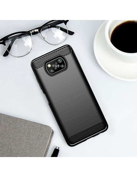 COQUE FORCELL - CARBON pour XIAOMI POCO X3 NOIR