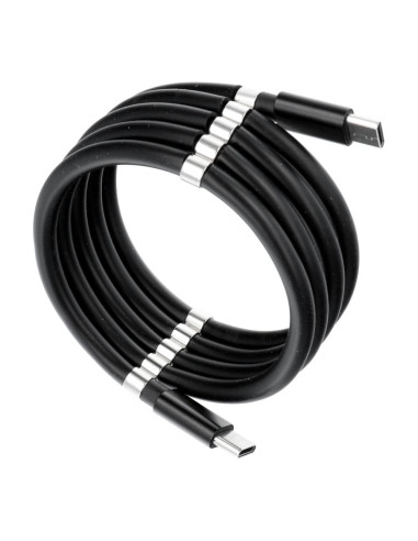 Câble Type C toType C Power Delivery enroulement magnetique 3A C676 noir 1m
