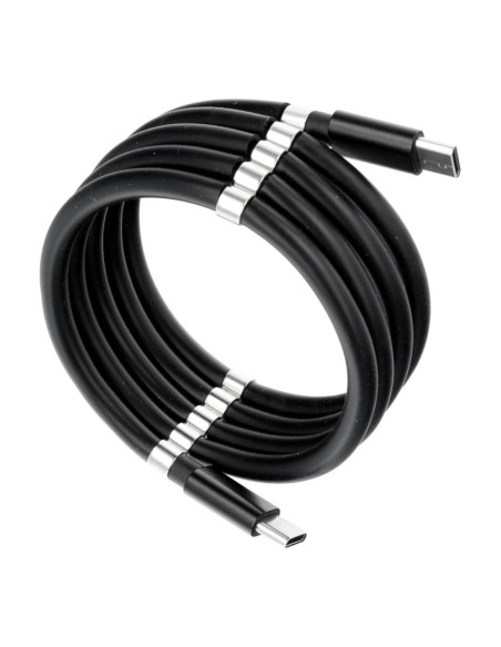 Câble Type C toType C Power Delivery enroulement magnetique 3A C676 noir 1m