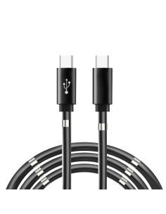 Câble Type C toType C Power Delivery enroulement magnetique 3A C676 noir 1m 2
