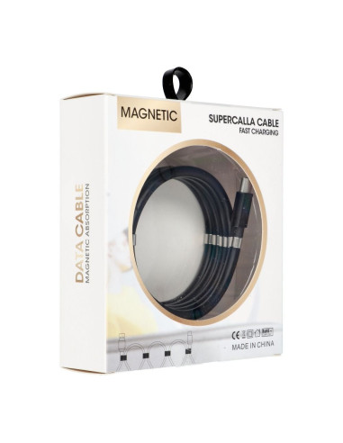 Câble Type C toType C Power Delivery enroulement magnetique 3A C676 noir 1m