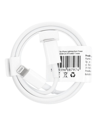 Câble Type C pour iPhone Lightning 8-pin Power Delivery PD18W 2A C973 blanc 1 m