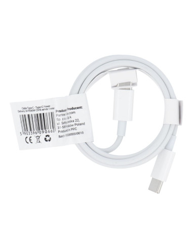 Câble Type C toType C Power Delivery PD 40W 2A C976 blanc 1m