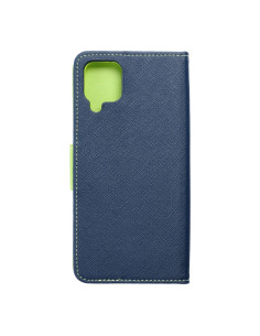 Etui Fancy Book pour SAMSUNG A12 bleu marine / lime 2