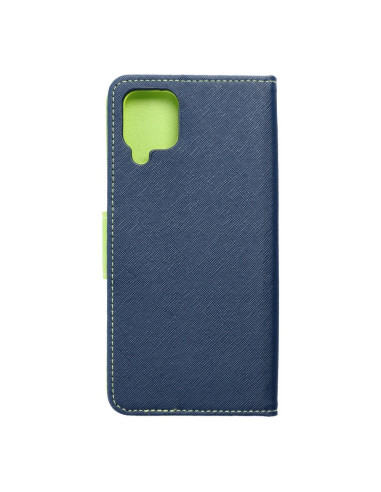 Etui Fancy Book pour SAMSUNG A12 bleu marine / lime