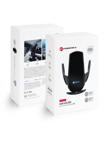FORCELL support avec charge a induction automatique + adapt. magnétique HS1 Qi 15W noir
