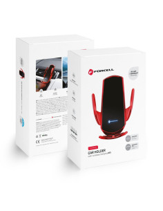 FORCELL support avec charge a induction automatique + adapt. magnétique HS1 Qi 15W rouge