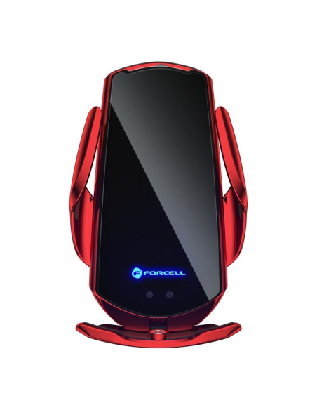 FORCELL support avec charge a induction automatique + adapt. magnétique HS1 Qi 15W rouge