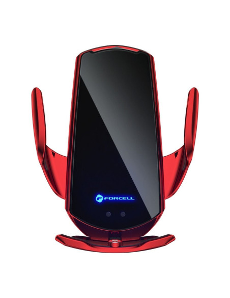 FORCELL support avec charge a induction automatique + adapt. magnétique HS1 Qi 15W rouge