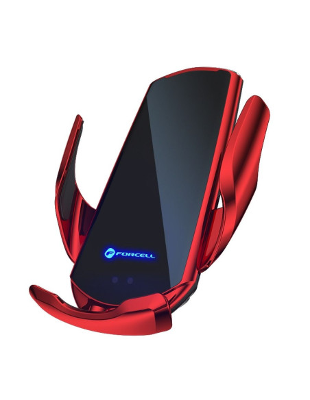 FORCELL support avec charge a induction automatique + adapt. magnétique HS1 Qi 15W rouge