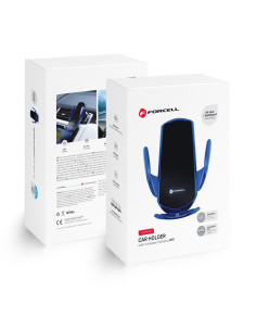 FORCELL support avec charge a induction automatique + adapt. magnétique HS1 Qi 15W bleu