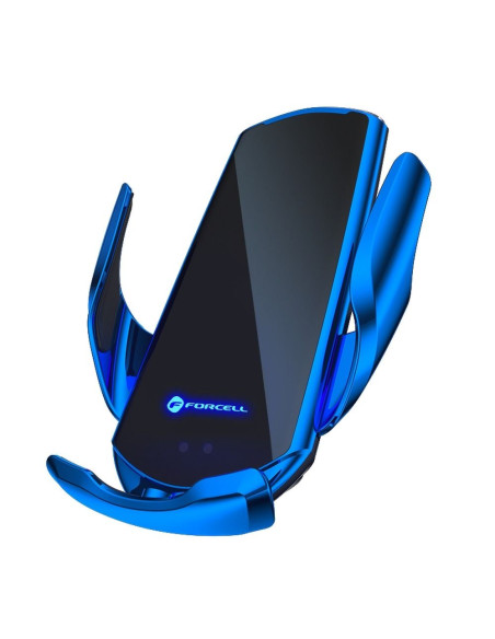 FORCELL support avec charge a induction automatique + adapt. magnétique HS1 Qi 15W bleu