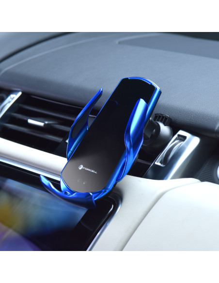 FORCELL support avec charge a induction automatique + adapt. magnétique HS1 Qi 15W bleu