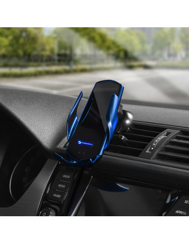 FORCELL support avec charge a induction automatique + adapt. magnétique HS1 Qi 15W bleu