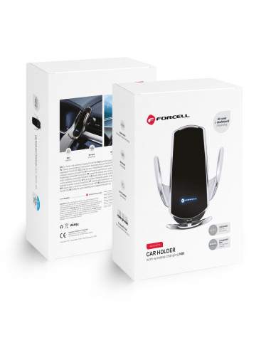 FORCELL support avec charge a induction automatique + adapt. magnétique HS1 Qi 15W argent