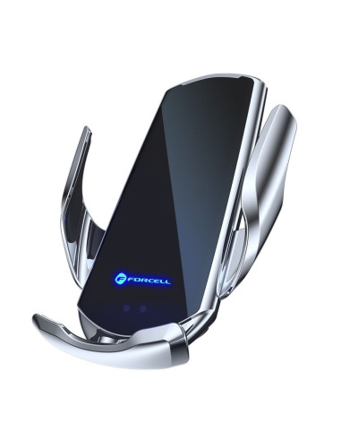 FORCELL support avec charge a induction automatique + adapt. magnétique HS1 Qi 15W argent