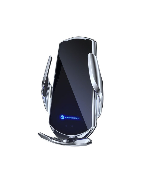 FORCELL support avec charge a induction automatique + adapt. magnétique HS1 Qi 15W argent