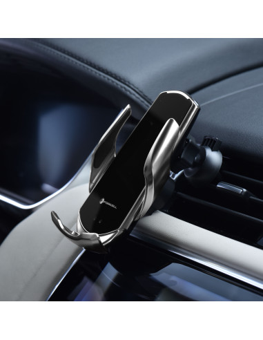 FORCELL support avec charge a induction automatique + adapt. magnétique HS1 Qi 15W argent