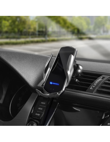 FORCELL support avec charge a induction automatique + adapt. magnétique HS1 Qi 15W argent