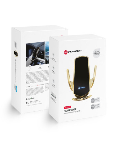 FORCELL support avec charge inductive automatique + adapt. magnétique HS1 Qi 15W or