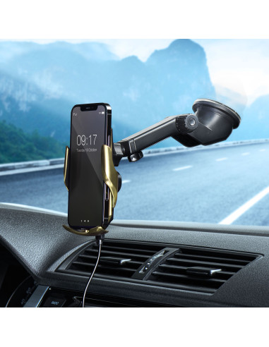 FORCELL support avec charge inductive automatique + adapt. magnétique HS1 Qi 15W or