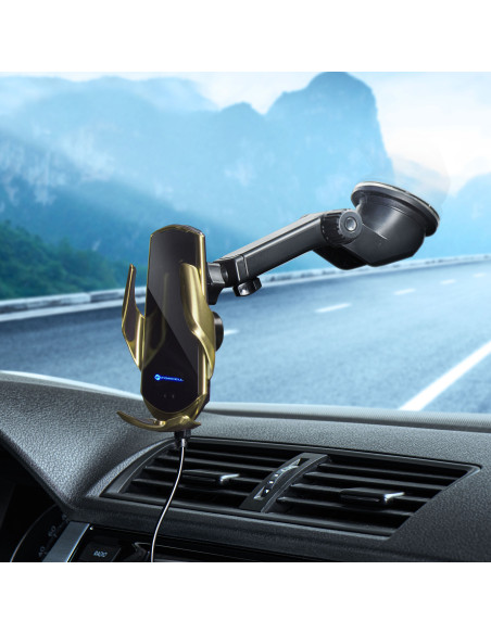 FORCELL support avec charge inductive automatique + adapt. magnétique HS1 Qi 15W or