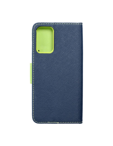 Etui Fancy Book pour SAMSUNG A72 LTE ( 4G ) bleu marine / lime