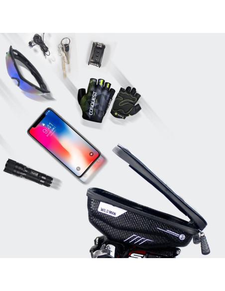Support vélo / sacoche sur guidon a fermeture éclaire WILDMAN E1 1L 4" - 7"