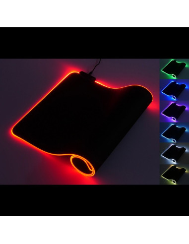 Tapis de souris et souris pour joueurs 800x300x3mm / noir / LED RGB 10 modes